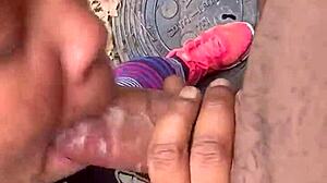 Watch this freak deepthroat outside? It's so intense!