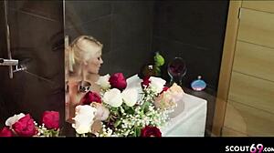 Delicate German Beauty Indulges with Dildo in Evening Dress