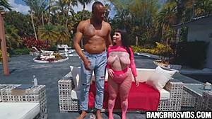 Hot Babe With Fishnet Makes Him So Hard