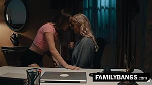 Naughty stepdaughter tempts lesbian stepmom in taboo roleplay