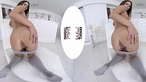 Kitty Rhapsody explores taboo pleasures with shaved pussy.