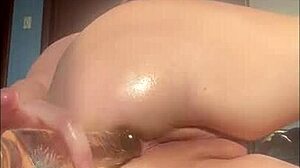 Exploring my body with oil, expanding in private for intimate connection.