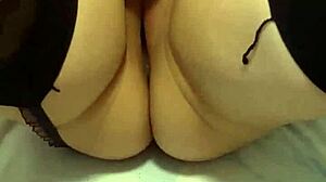 Lulu In Stockings Plays With Her Small Tits And Vagina Using A Stick.