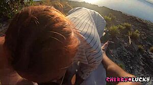 Amateur Gives Perfect Blowjob on Beach