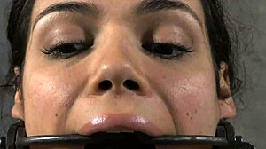 Hey, this gorgeous brunette slave plays with her pussy in bdsm 😈