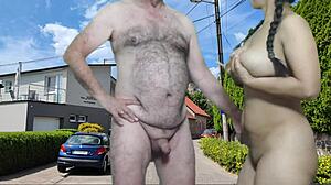 in this preview, agarabas and olpr do a hot public striptease, undressing to show big natural tits, then blowjob and handjob leading to creampie