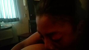 Black ebony sucks cock in intense scene