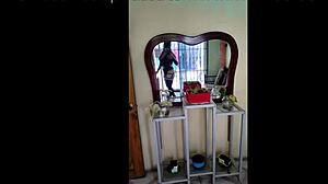 Cleaning lady wears sexy suit for subscribers