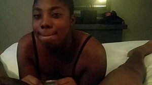 Black ebony sucks cock in intense scene