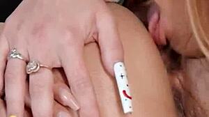 Anal assfucking with toys and kissing athletic blonde