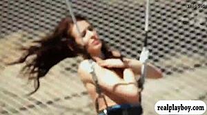 Lovely Badass Babes Enjoy Swinging Naked In Outdoor Reality Scene