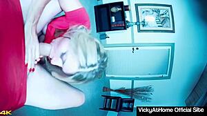 Chesty Vicky Vette Blows and Swallows Cum!