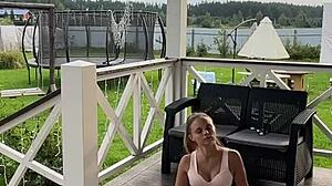 Teen stretches early in the morning.