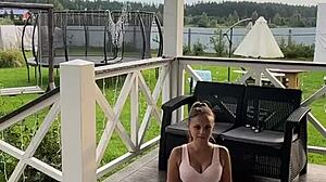 Teen stretches early in the morning.