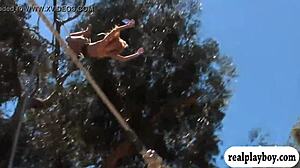 Lovely Badass Babes Enjoy Swinging Naked In Outdoor Reality Scene