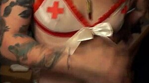 sexy teen 18+ nurse strips masturbates and teases with ass mature stockings blonde clothes ripped tattoo small tits