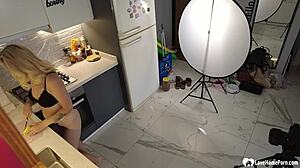 The photoshoot started innocently, but soon turned into passionate fucking with the blonde model bent over.