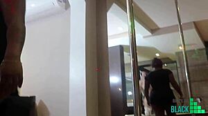 The gringo loses control over the ebony milf's big ass in cowgirl position.