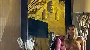 Russian Monika Fox with big boobs and pierced nipples strips and poses nude