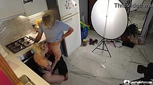 The photoshoot started innocently, but soon turned into passionate fucking with the blonde model bent over.