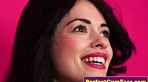 Adorable British babe says, 'I crave that jizz facial after blowjob in stockings.'