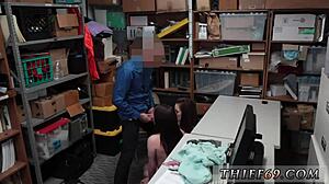 The busty teen seduces the cop in the car during a petty theft call, sucking and fucking hard.