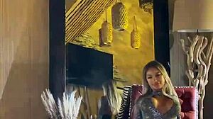 Russian Monika Fox with big boobs and pierced nipples strips and poses nude