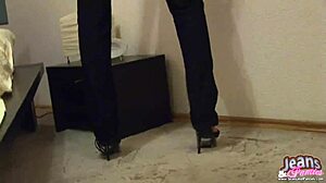 These super tight skinny jeans are hard to get on!