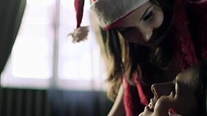 she fingers euro lesbo pussy in christmas cosplay