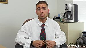 Straight guy fucks gay intern in the shower at tech