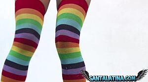 colombian latina masturbates while wearing skates for extra thrill