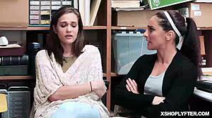 I, Kimmy Granger, got caught shoplifting at the store and ended up with a huge police officer's cock stuffed deep in my mouth while spreading my pussy for cowgirl riding.