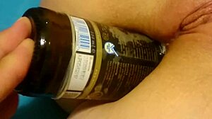 Bottle sliding deep into my tight ass tonight