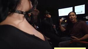 watch natural busty brunette perform while band rehearses