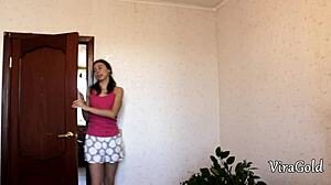 I Finger Sexy Neighbor Vira Gold's Pussy Close-Up