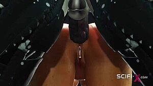 Futanari Android Teases Horny Hottie In Sci-Fi Lab