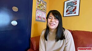 cute teen with small tits in interview blowjob