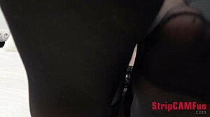 Redhead Olivia in Nylon Stockings Displays Feet Fetish on Webcam