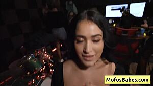 watch natural busty brunette perform while band rehearses