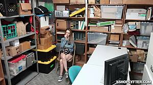 I, Kimmy Granger, got caught shoplifting at the store and ended up with a huge police officer's cock stuffed deep in my mouth while spreading my pussy for cowgirl riding.