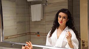 Amateur Brunette Tramp Cums Hard In Bath!