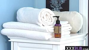 Beautiful Milf Haley Sweet Swallowed Client's Dick After He Enjoyed Body Massage By Her