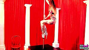 Sexy Momma Diavola Gets Caught Ripping Clothes Off In A Pierced, Tattooed Striptease By MILF!