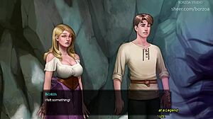 Blonde Wields Axe on Wooden Cock