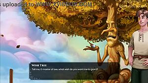 Blonde Wields Axe on Wooden Cock