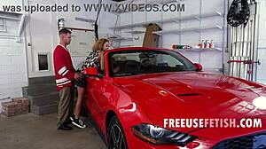 tiny girl chats while friend uses her in car
