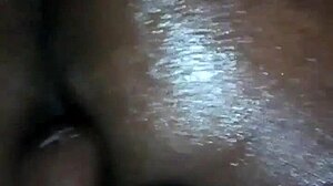 Massaging Oil on Ebony Milf’s Big Ass Before Fingering and Fucking