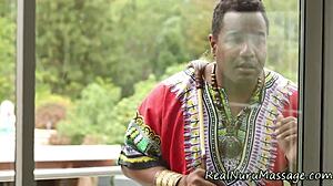 Asian Babe Masseur Sucks Big Interracial Cock Hard!