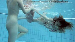 anna netrebko and lada poleshuk in bikinis underwater, big tits touching