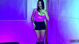 Brunette latina teen babe deepthroats big cock using toys.